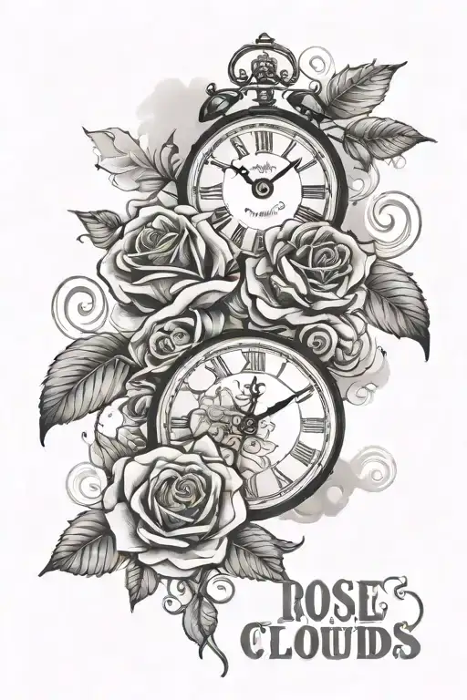 rose clouds clock I can do thing through Christ who strengthens me tattoo design idea