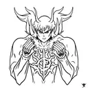 Devilman Crybaby fighting Satan tattoo design idea