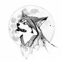 A gothic wolf howling at the moon surrounded by intricate computer circuitry tattoo design idea