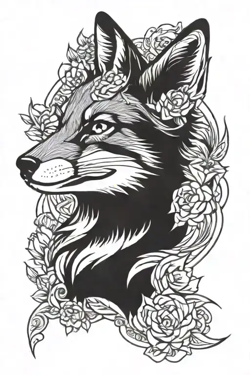 fox head tattoo design idea