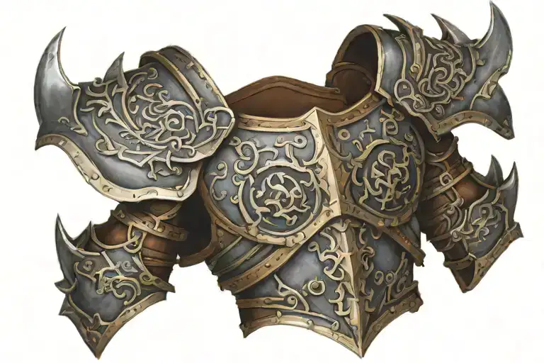 leather armor half back and shoulder horde symbol other half metal armor shoulder alliance symbol world of warcraft tattoo design idea