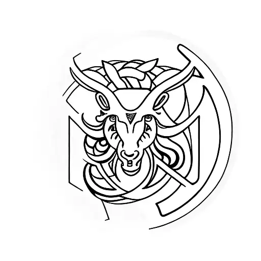 number 23 and aries symbol tattoo design idea