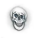 Skull in front timepiece tattoo design idea