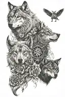 godness & taurus & wolf tattoo design idea