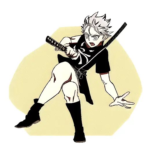 asta from black clover holding yami's katana tattoo design idea