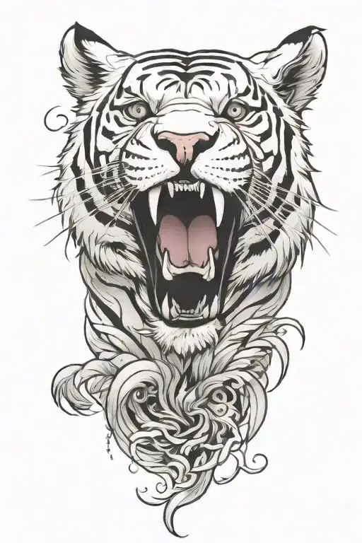 White tiger emerging tattoo design idea