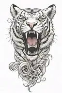White tiger emerging tattoo design idea