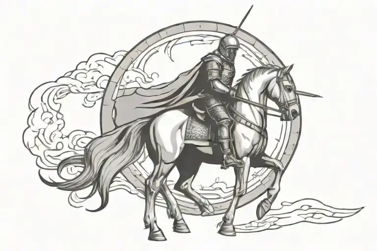 a medieval knight underneath a full moon tattoo design idea