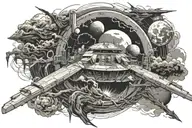 combine a raging fire with a great typhoon and the dark side of the moon tattoo design idea