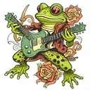 frog playing guitar  tattoo design idea
