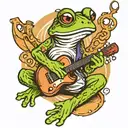 frog playing guitar  tattoo design idea