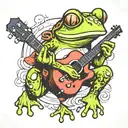 frog playing guitar  tattoo design idea