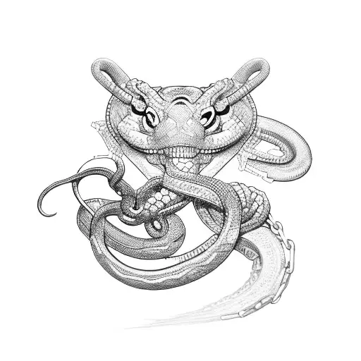 snake made from chain links tattoo design idea