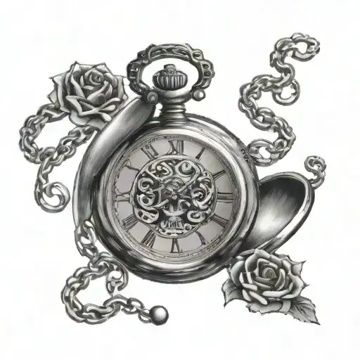 pocket watch with headstones and words "memento mori" tattoo design idea