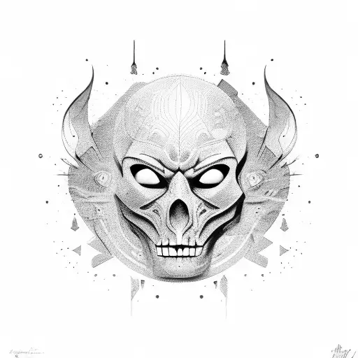 abstractly depicted guilt mixed with drama masks tattoo design idea