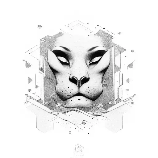  abstract depiction of guilt mixed with drama masks tattoo design idea