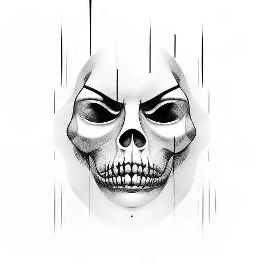 Drama masks mixed with guilt tattoo design idea