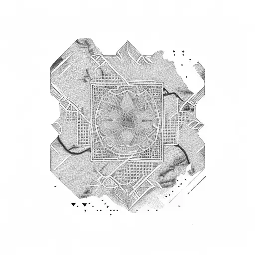 palestinian map with scarf design tattoo design idea