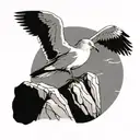 Seagull standing on a rock looking tattoo design idea