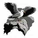 Seagull standing on a rock looking tattoo design idea