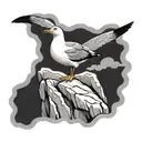 Seagull standing on a rock looking tattoo design idea