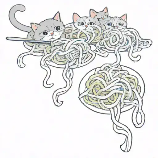 cat spaghetti dodgers tattoo design idea