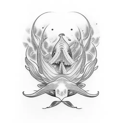 The design of the tattoo will be in blackwork, featuring a whale inspired by the song "Flying Whales" by the band Gojira tattoo design idea