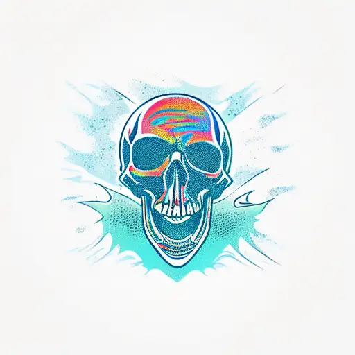 evil skull in the ocean tattoo design idea