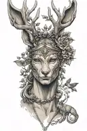 Artemis with deer tattoo design idea