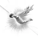 2d drawing of icarus falling tattoo design idea
