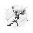 2d drawing of icarus falling tattoo design idea