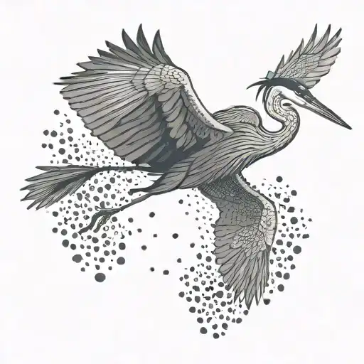 great blue heron flying tattoo design idea