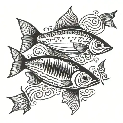 simple straight sardine   tattoo design idea