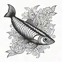 simple straight sardine   tattoo design idea