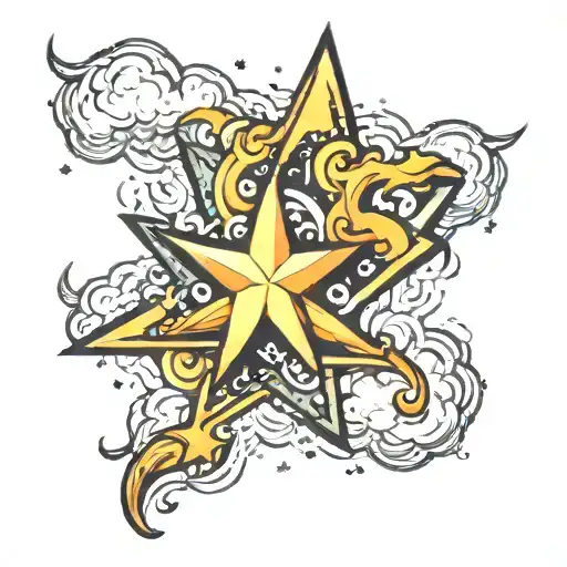 star and cloud  tattoo design idea