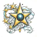 star and cloud  tattoo design idea