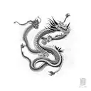 dragon snake and monkey on chest and shoulder tattoo design idea