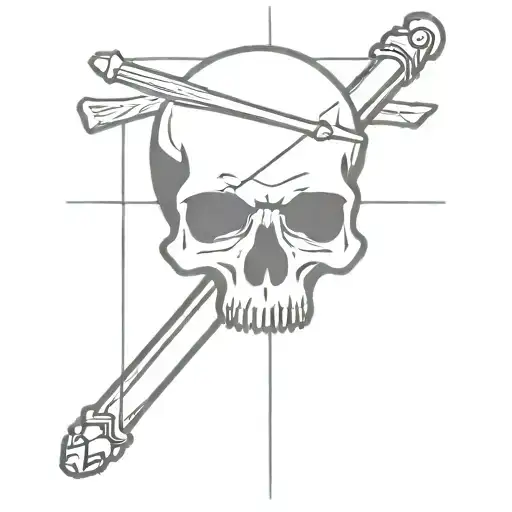 skull and crossed drumstick tattoo design idea