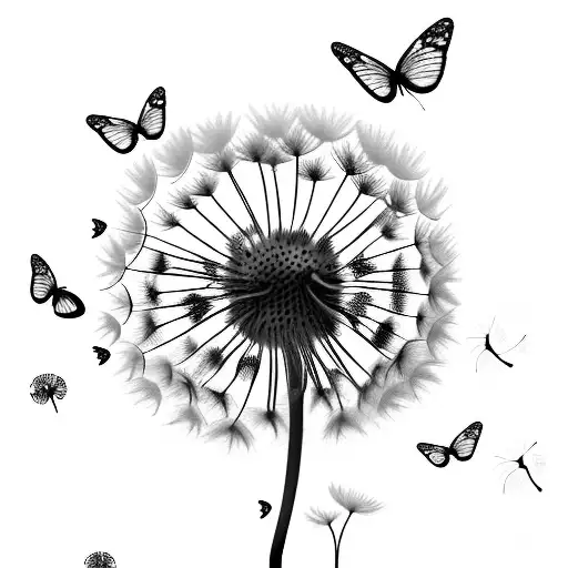 Dandelion with butterflies  tattoo design idea
