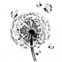 Dandelion with butterflies  tattoo design idea