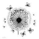 Dandelion with butterflies  tattoo design idea