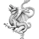 dragon breathing fire on throne from game of thrones tattoo design idea