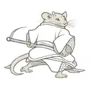aggressive rat samurai in a kimono and an axe on the end of his tail tattoo design idea