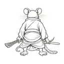 aggressive rat samurai in a kimono and an axe on the end of his tail tattoo design idea
