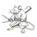 aggressive rat samurai in a kimono and an axe on the end of his tail tattoo design idea