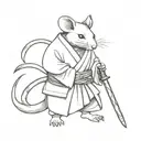 aggressive rat samurai in a kimono and an axe on the end of his tail tattoo design idea