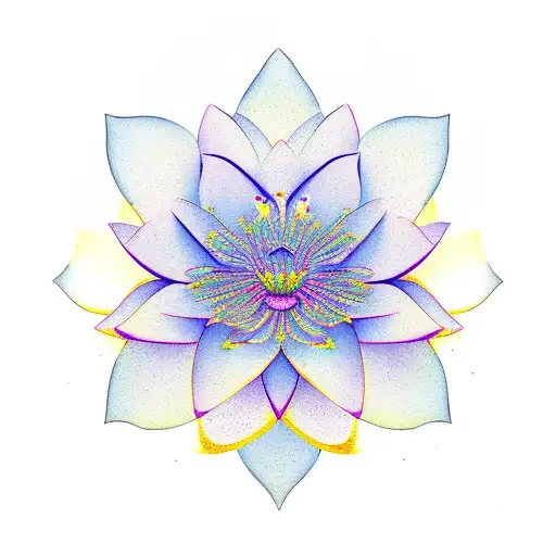 lotus flower petals with Ohia Lehua flower coming out of the middle tattoo design idea