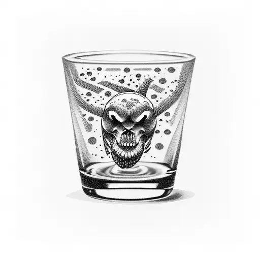 simple shot glass alcohol tattoo design idea