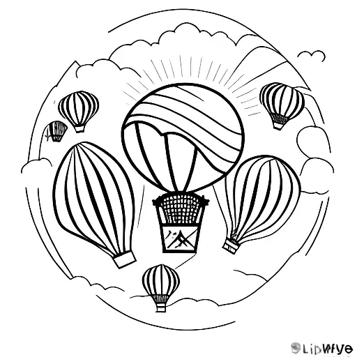 hot air balloons with the world map. tattoo design idea