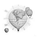 hot air balloons with the world map. tattoo design idea